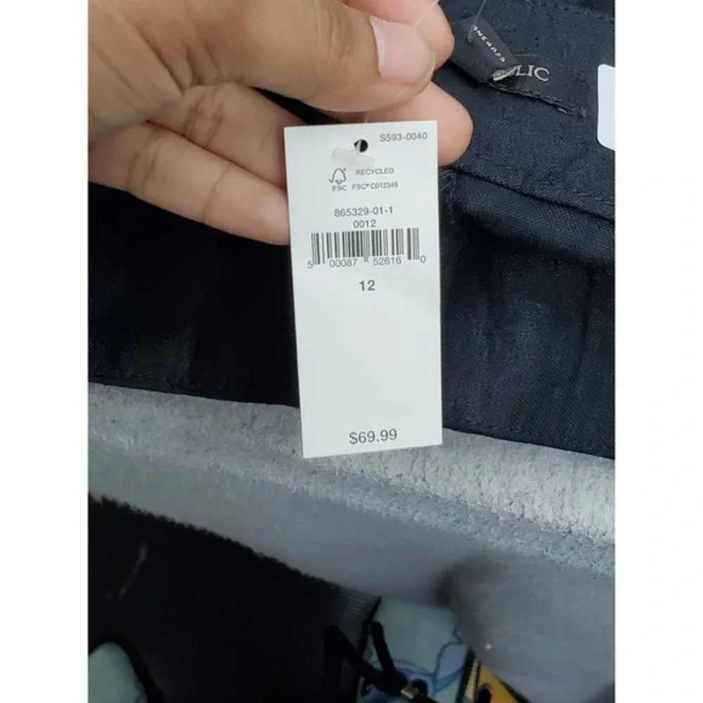 Banana Republic Women Pants 12 Black Cotton Linen Coastal‎ Beach NWT